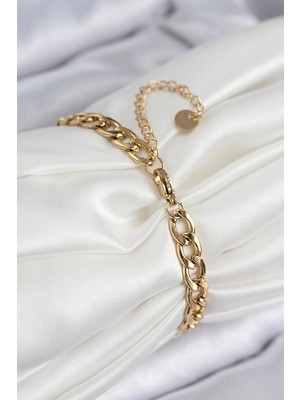 Fun And Market Buğz 316L Çelik Nazar Boncuk Detaylı Yonca Model Gold Renk Kadın Bileklik - Buğz