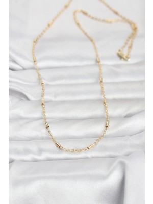 Fun And Market Buğz cm 14K Gold Renk Bar Zincir Model 60 cm Kadın Kolye - Buğz