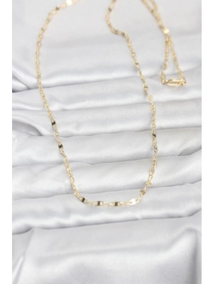 Fun And Market Buğz cm 14K Gold Renk Yassı Gemici Zincir Model 60 cm Kadın Kolye - Buğz