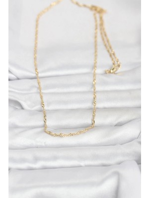 Fun And Market Buğz cm 14K Gold Renk Burgu Zincirli 60 cm Kadın Kolye - Buğz
