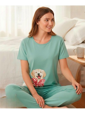 Mihra Kadın Milan Bisiklet Yaka Kısa Kol Likralı Pijama Takımı 50125Y - 1 Adet