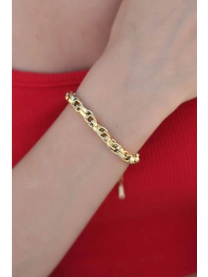 Fun And Market Buğz Gold Renk 316L Çelik Zincir Kadın Bileklik - Buğz