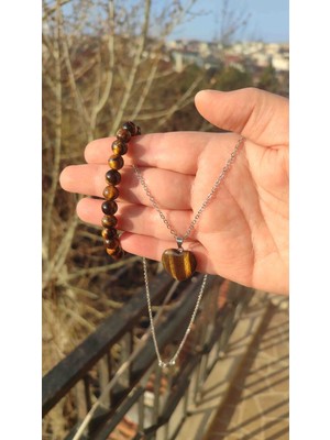 Kaplan Gözü Taşı Kolye Bileklik