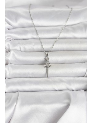 Fun And Market Buğz 316L Çelik Zincir Gümüş Renk Kılıç Model Kadın Kolye - Buğz