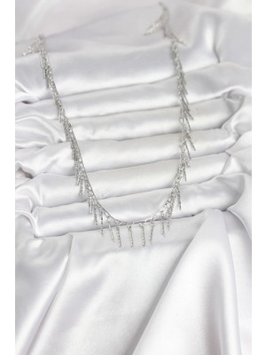 Fun And Market Buğz Pirinç Gümüş Renk Saçaklı Model Kadın Kolye - Buğz