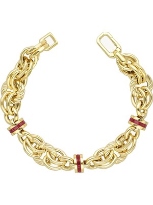 Cebeci Kuyumcu Cebeci 14 Ayar Altın Kalın Renkli Zincir Bileklik