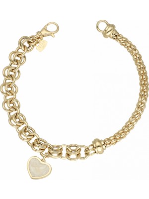 Cebeci Kuyumcu Cebeci 14 Ayar Sedefli Kalp Taşlı Altın Bileklik