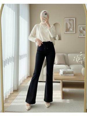 Moda Morfo Ispanyol Paça Bağcık Detaylı Kot Pantolon  -Antrasit