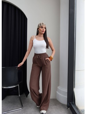 Esra Helvacı Ön Dikişli Bel Bağcıklı Pantolon