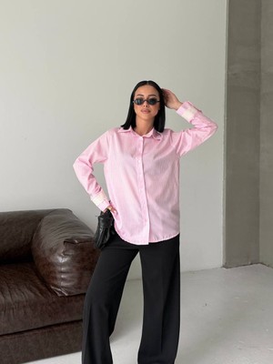 My Lunessa Dantel Detaylı Çizgili Gömlek