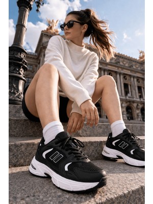 Muggo Shift Kadın Kalın Taban Bağcıklı Günlük Sneaker Spor Ayakkabı