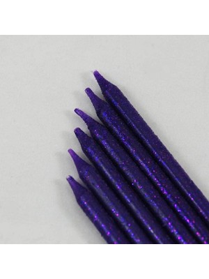 Adoz Shopping Mor Renk Simli Uzun Mum Seti 6 Adet