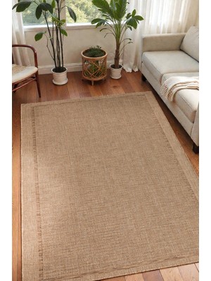 Zeora Home Doğal Jüt Görünümlü Dokuma Sisal Kilim Bordür Görünümlü Kaymaz Taban Salon Oturma Odası Mutfak Balkon Koridor Modern & Iskandinav Stil Antialerjik Yıkanabilir
