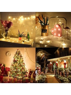 Adoz Shopping Yılbaşı ve Parti Dekorasyon Işığı, 100 Ledli 10 Metre Günışığı Dekor Lambası, Fişli 8 Modlu Süs Işığı