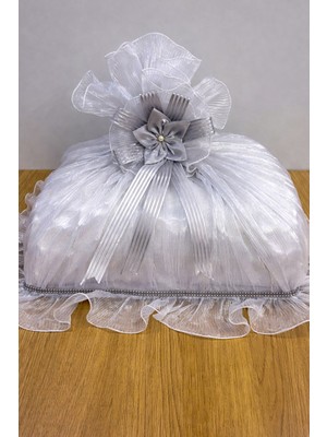 PremiumPort Saten Bohça Işleme Güllü Söz ve Nişan Hurcu Çeyizlik 50X40