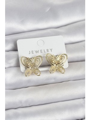 Vice Avm Füsun Küpesi Model Gold Renk Kelebek Model Pirinç Kadın Küpe (VICE/1395)