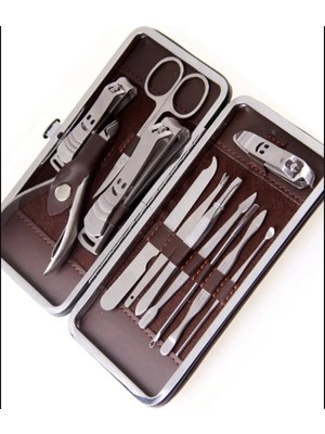 Akinco Deri Çantalı 12'li Manikür Seti