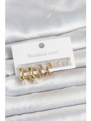 Vice Avm 316L Çelik Gold Renk Kadın Küpe Seti (VICE/1395)