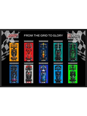 Brix Frames LEGO Speed Champions F1 2025 10 Araçlık All In One Sergileme Çerçevesi