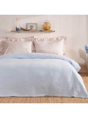 Puffy Merit Çift Kişilik %100 Pamuk Armürlü Pike Takımı - Mavi