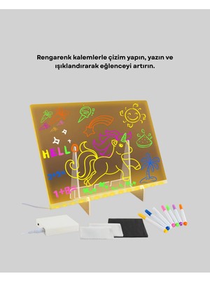 Akinco LED Işıklı Akrilik Yazı Tahtası Renkli Kalem Setiyle