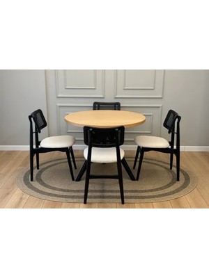 Vivense Carmen Ahşap Mutfak Masa Takımı, 100X100, Siyah
