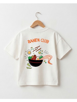Babytex %100 Pamuklu Oversize Tişört Bebek-Çocuk Bisiklet Yaka Ramen Noodle Baskılı