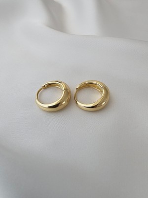 PremiumPort Kadın 14K Gold Renkli Çelik Kalın Halka Küpe, Şık ve Zarif Tasarım
