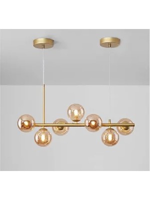 Vivense Ayten Sıralı Yedili Gold Kasalı Bal Camlı Avize, Eskitme