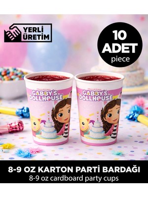 Sepet Doldur Gabby’s Dollhouse Temalı 8-9 Oz Karton Parti Bardağı - Doğum Günü Malzemeleri (10 Adet)