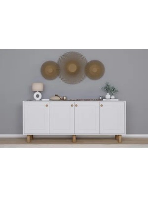 Vivense Bohem Serisi Natura Konsol, Beyaz, 180 cm