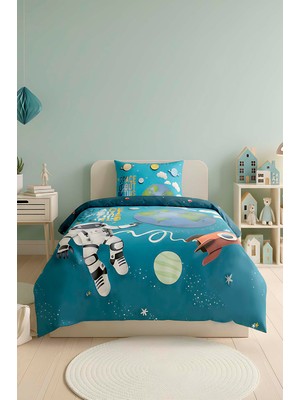 Little Astronot %100 Pamuklu Junior Tek Kişilik Nevresim Takımı