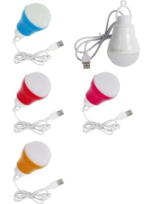 Power USB Kablolu 5 Watt Beyaz LED Ampul%90 Enerji Tasarrufu Renkli