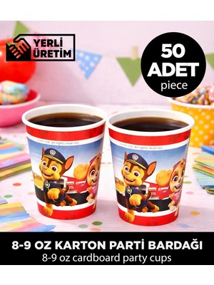 Sepet Doldur Kidspartim Paw Patrol Chase Temalı Karton Bardak - Doğum Günü Parti Malzemeleri (50 Adet)