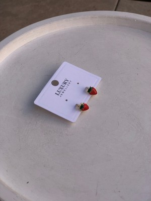 PremiumPort Sevimli Çilek Temalı Çocuk Küpe, Renkli ve Güzel Tasarım