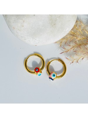 PremiumPort Gold Renk Mini Boncuklu Halka Küpe, 12 Mm, Şık ve Rahat Kullanım