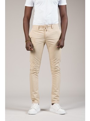 Advante Slimfit Dokulu Dar Paça Beli Lastikli ve Iplikli Yazlık Jogger Pantolon