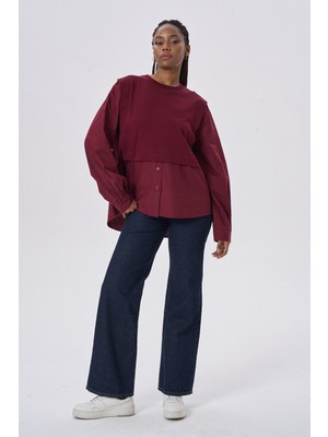 HANIQA Modern Tasarım Günlük Şık Bluz Katlı Bluz