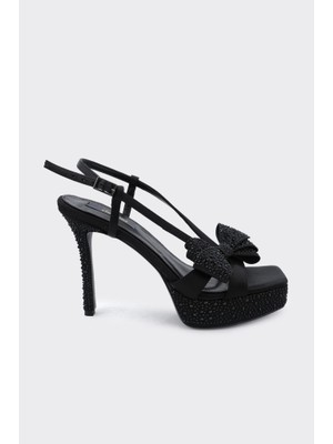 Derinet Taş Işlemeli Fiyonklu Kadın Abiye Ayakkabı