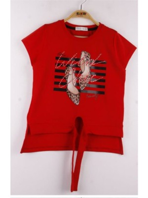 Toontoy Kız Çocuk Leopar Desenli Ayakkabı Baskılı Tişört