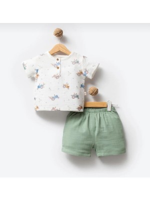 Butik Erkek Bebek Pamuklu Müslin Alt - Üst 2'li Takım