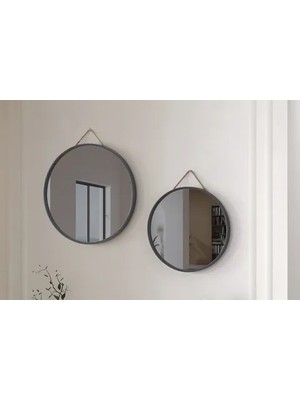 Vivense Mirora Ikili Yuvarlak Duvar Aynası, Antrasit, 60-48 cm