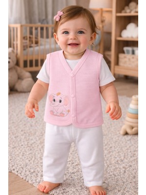 Babyshez %100 Organik Pamuklu Yenidoğan Kız Erkek Bebek Yelek Mevsimlik 3 6 9 Ay