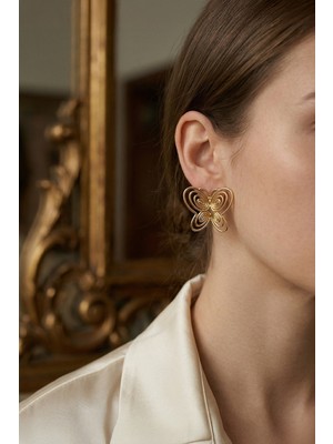 Hedef Bijuteri Masumiyet Müzesi Füsun Kelebek Gold Renk Küpe