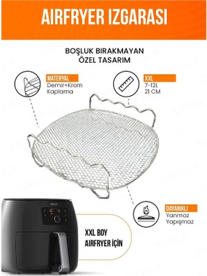 Orvila Airfryer Izgara Teli Süzgeçli | Fritöz Metal Aksesuarı Xxl