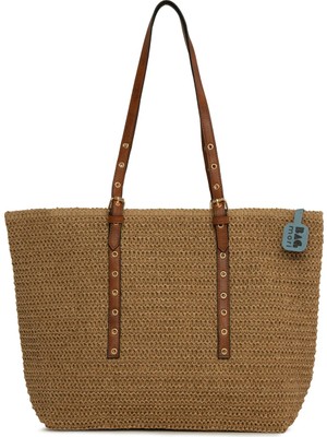 Bagmori Vizon Kemer Detaylı Tote Hasır Çanta