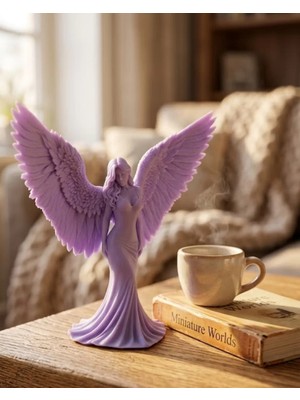 Senka Lila Melek Biblo 3D Dekoratif Angel Figür Ev Aksesuarı