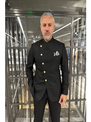 Fc Plus Hakim Yaka Takım Elbise Erkek Siyah Basic Fit Modeli ile Şık ve Modern Görünüm