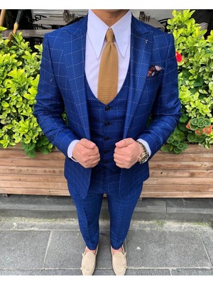 Fc Plus  Yaprak Desen Ekoseli Yelekli Takım Ebise