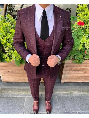 Fc Plus  Yaprak Desen Ekoseli Yelekli Takım Ebise